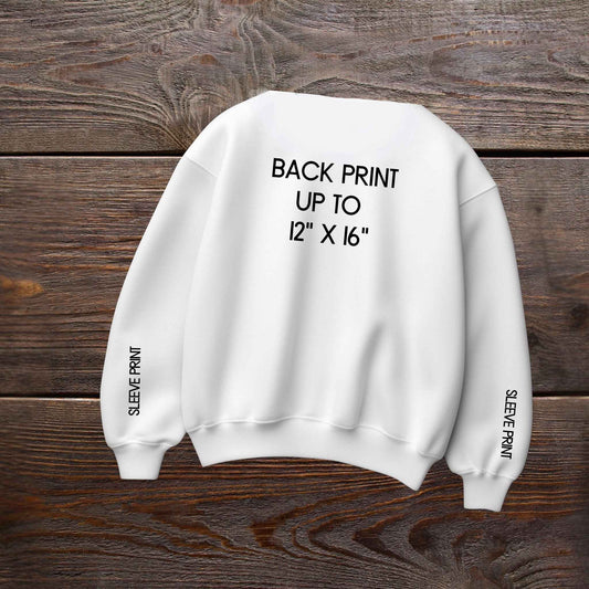 Add-On Back or Sleeve Print for Adult Sweatshirts And Hoodies