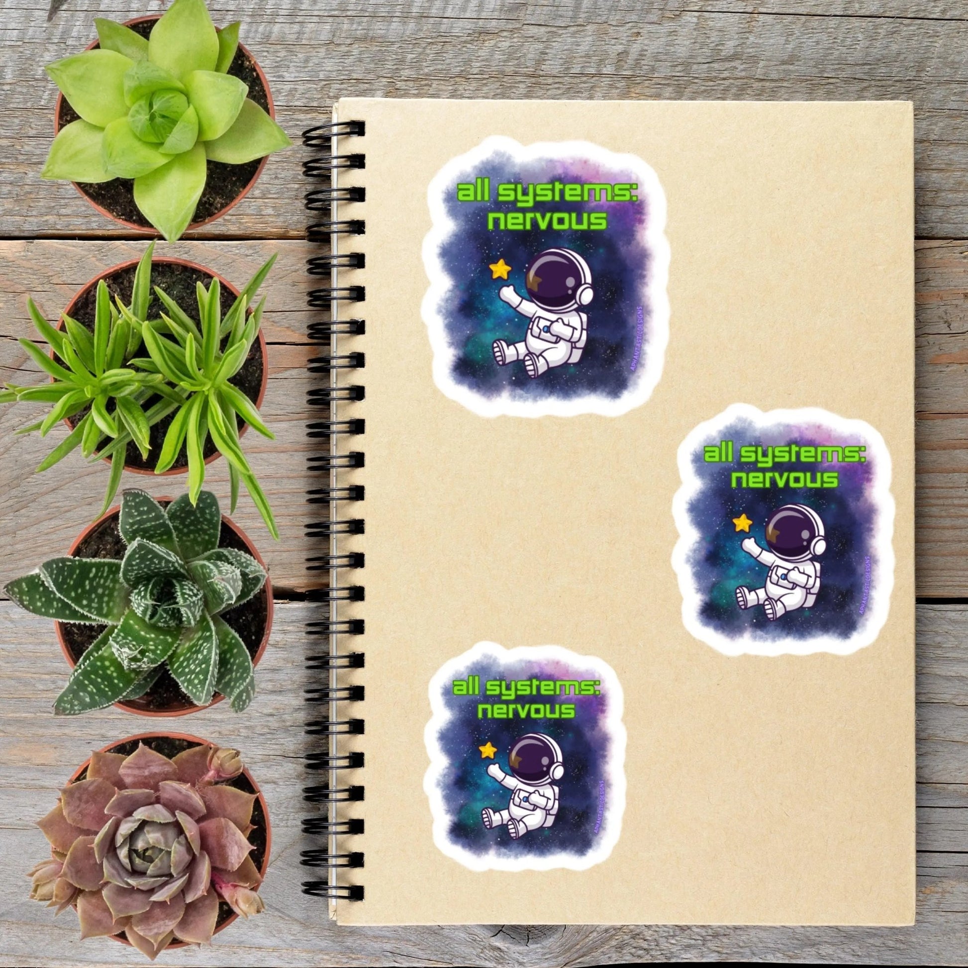All Of My Systems Are Nervous Astronaut Vinyl Sticker - Aphantastic Designs