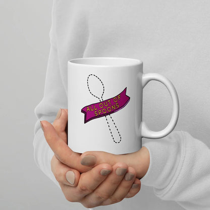All Out Of Spoons Spoonie Mug | Ceramic, Left Hand Friendly, & Dishwasher Safe - Aphantastic Designs