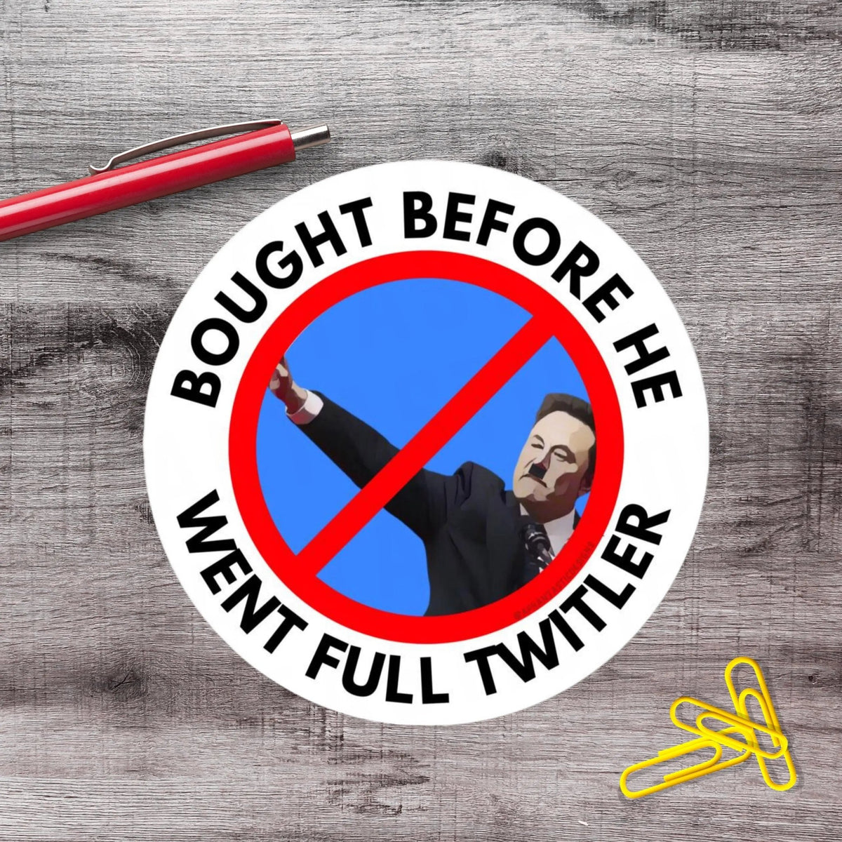 Anti Musk Bought Before Anti Trump Political Protest Urinal Vinyl Sticker | LIMITED RUN - Aphantastic Designs