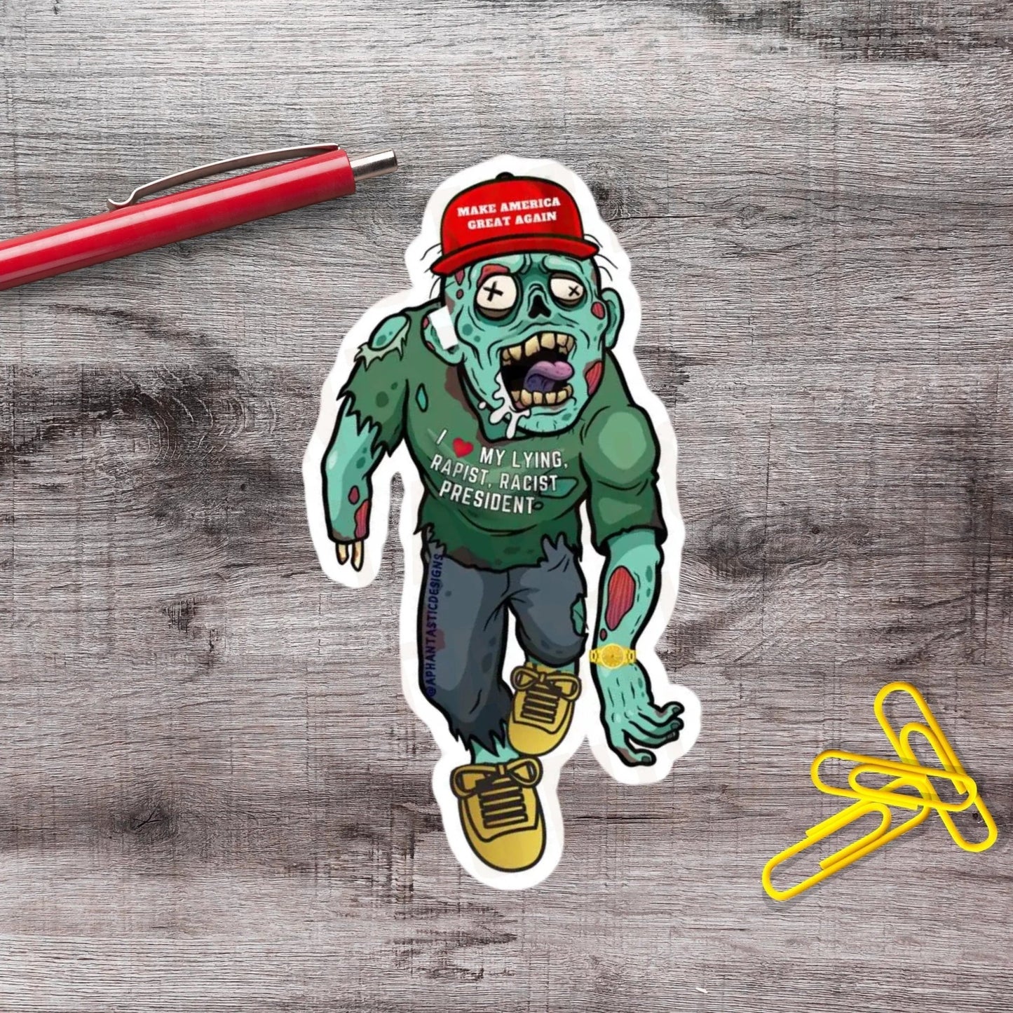 Anti Trump MAGA Zombie Political Protest Urinal Vinyl Stickers | LIMITED RUN - Aphantastic Designs