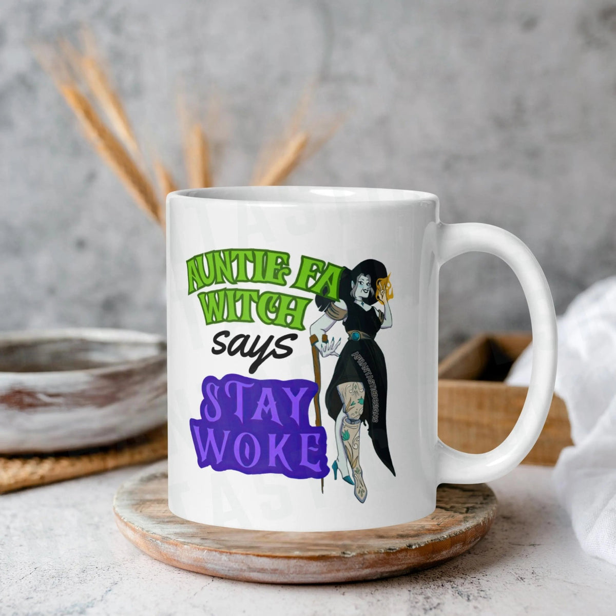 Antifa Witch Mug | Ceramic, Left Hand Friendly, & Dishwasher Safe - Aphantastic Designs