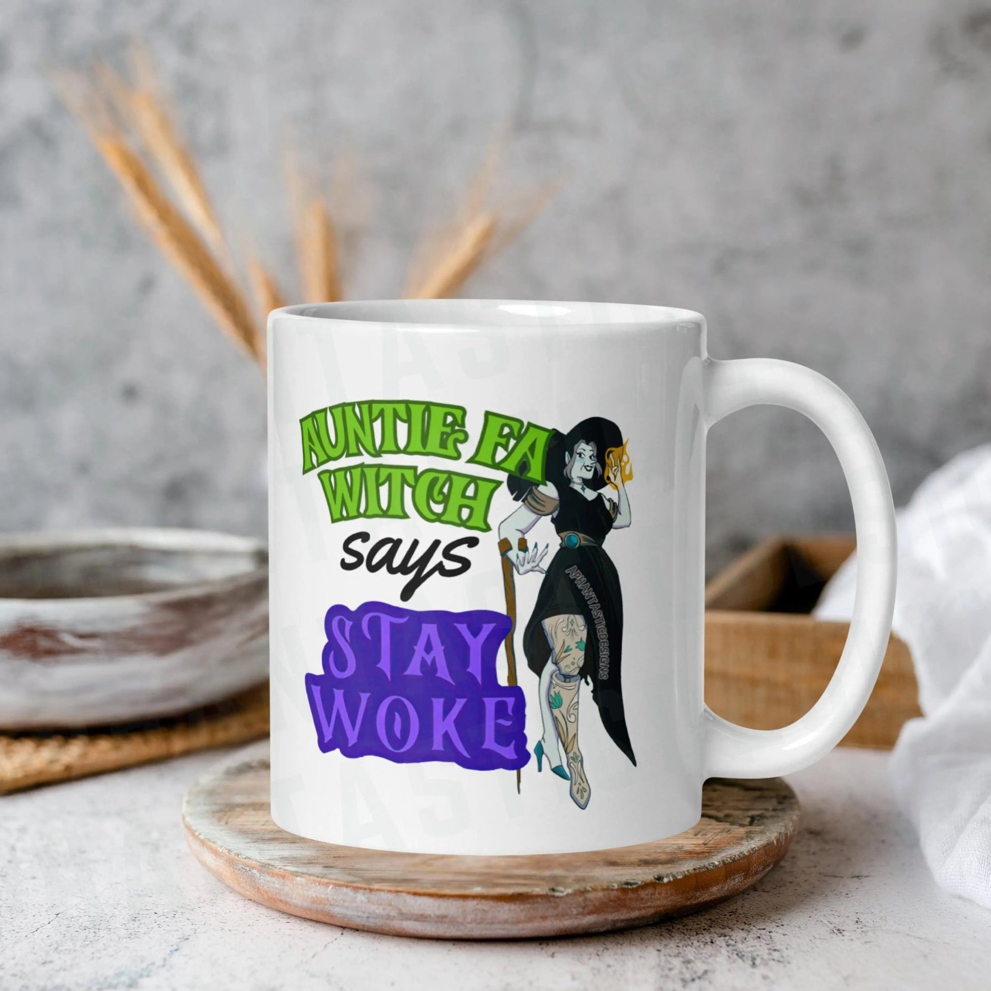 Antifa Witch Mug | Ceramic, Left Hand Friendly, & Dishwasher Safe - Aphantastic Designs