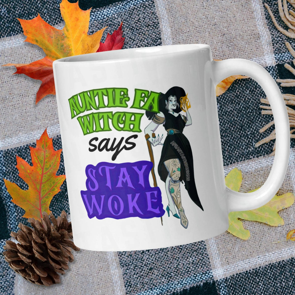 Antifa Witch Mug | Ceramic, Left Hand Friendly, & Dishwasher Safe - Aphantastic Designs