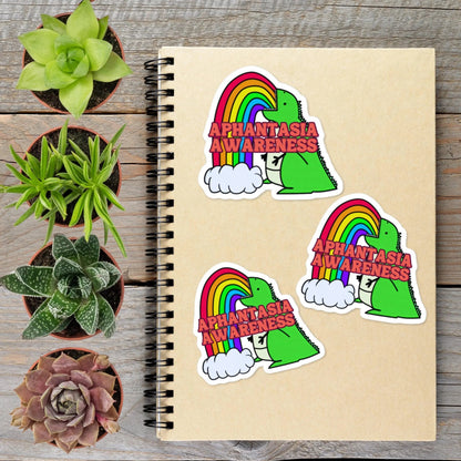 Aphantasia Awareness Rainbow Dinosaur Vinyl Sticker - Aphantastic Designs