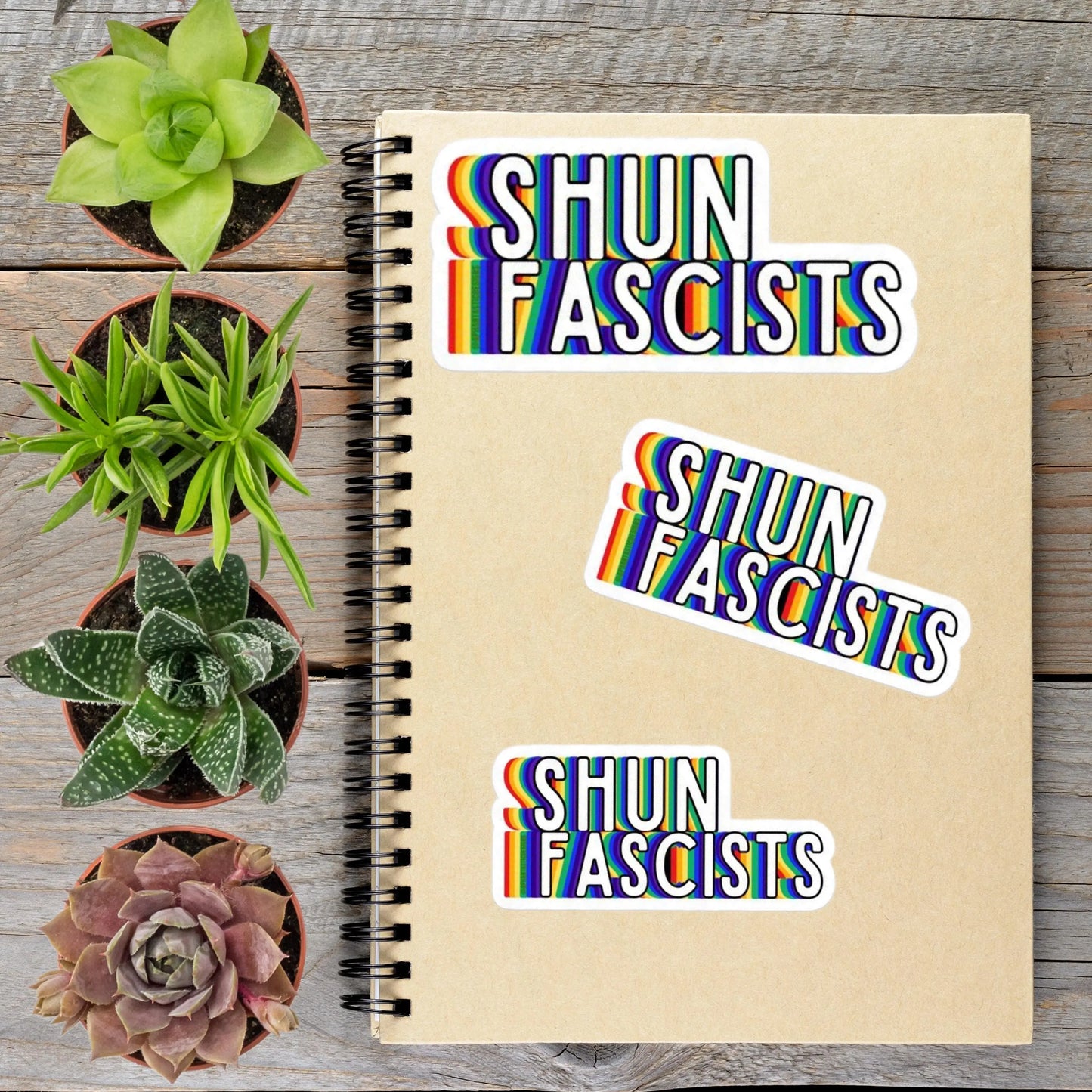 2-6 Inch Rainbow Shun Fascists Anti Trump Political Protest Vinyl Sticker Aphantastic Designs