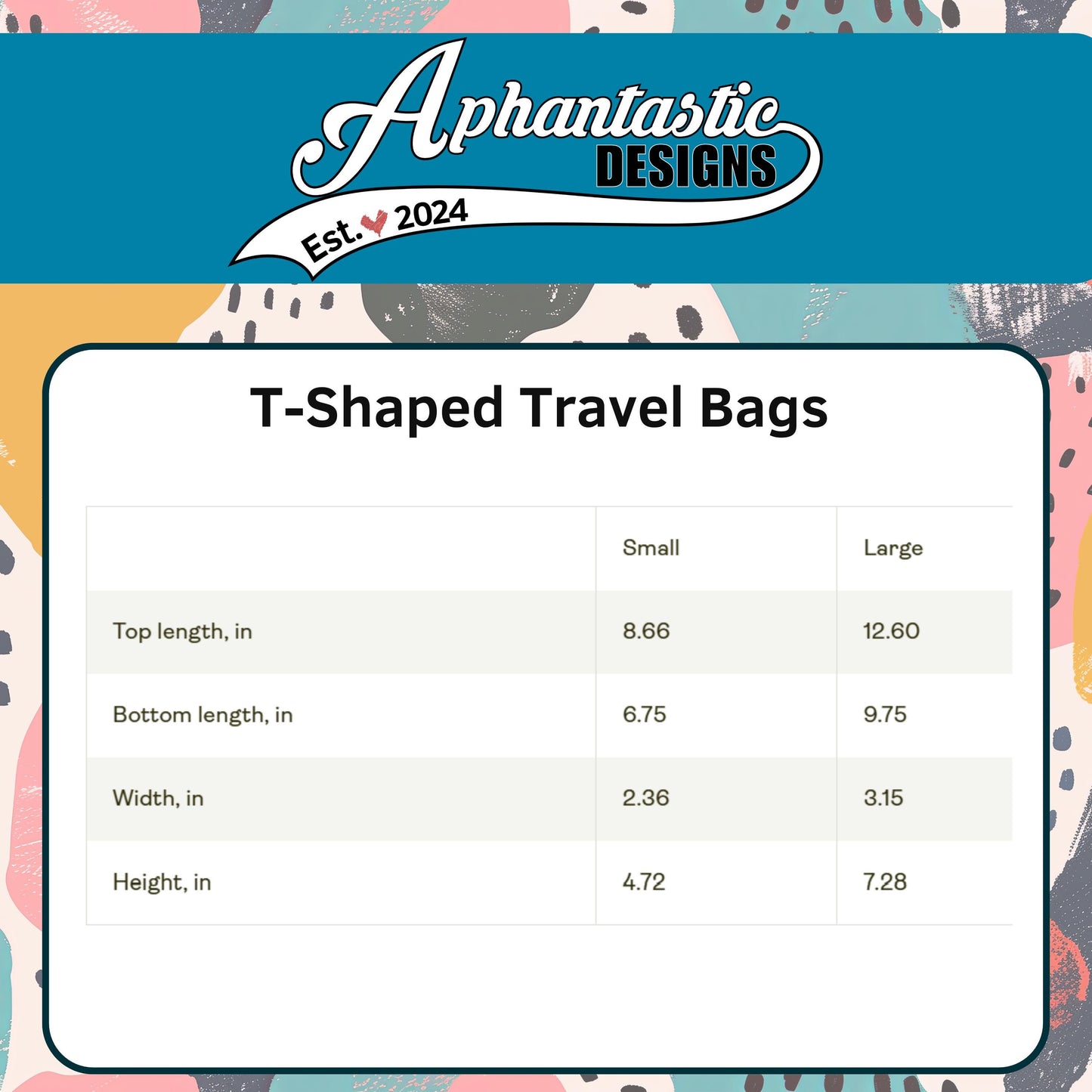 a collection of T-shaped travel bags, each with different dimensions and features. The bags come in various sizes, including small, medium, and large, and have different widths and heights. The image provides a visual representation of these travel bags, allowing viewers to compare their sizes and features.