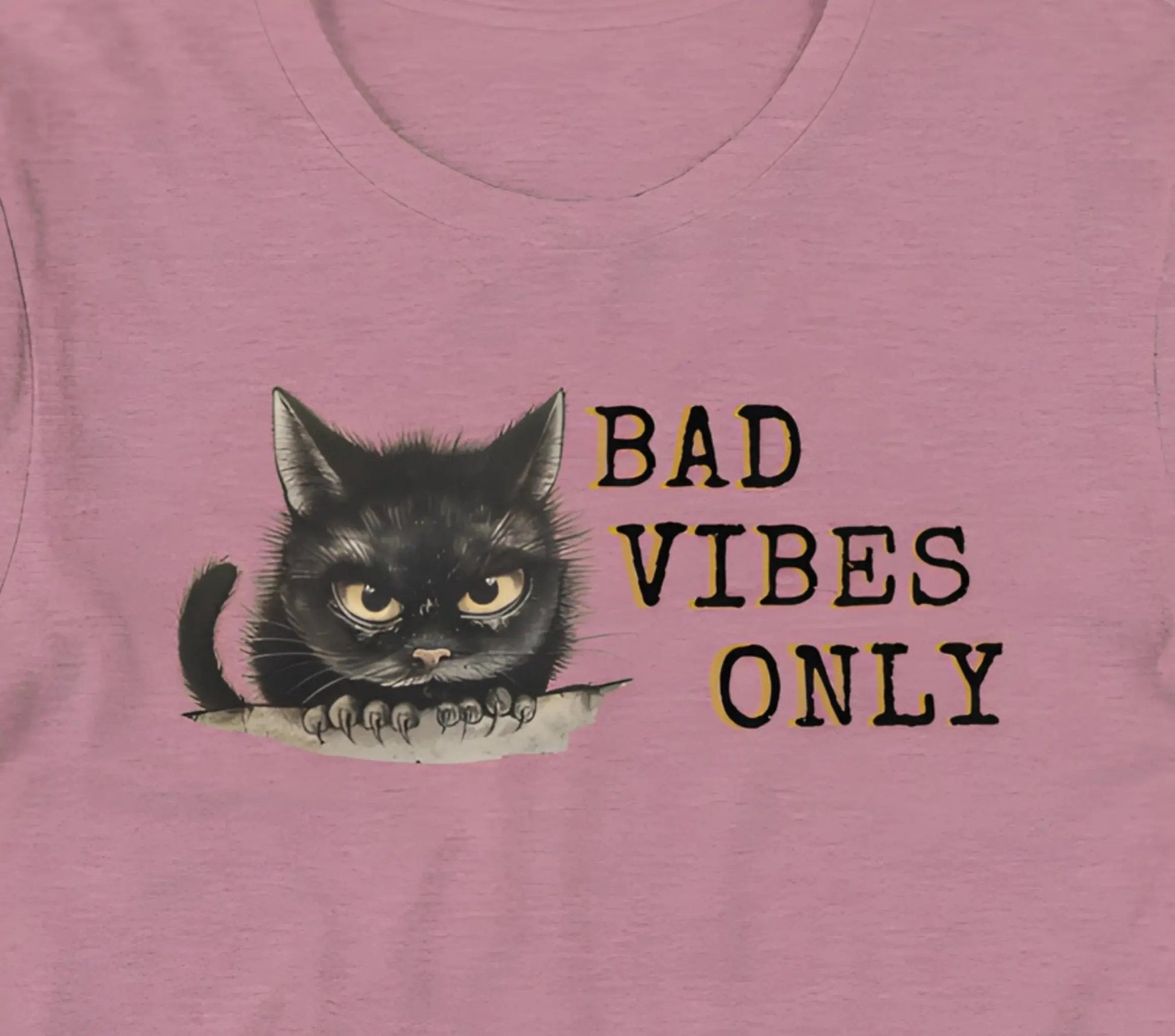 Bad Vibes Only Black Cat T-Shirt | Baby Toddler Adult - Aphantastic Designs