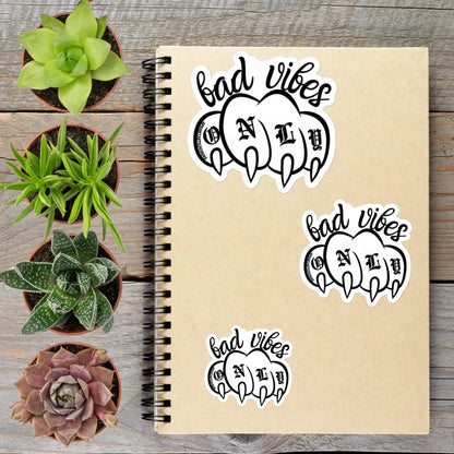 Bad Vibes Only Cat Claws Vinyl Sticker - Aphantastic Designs
