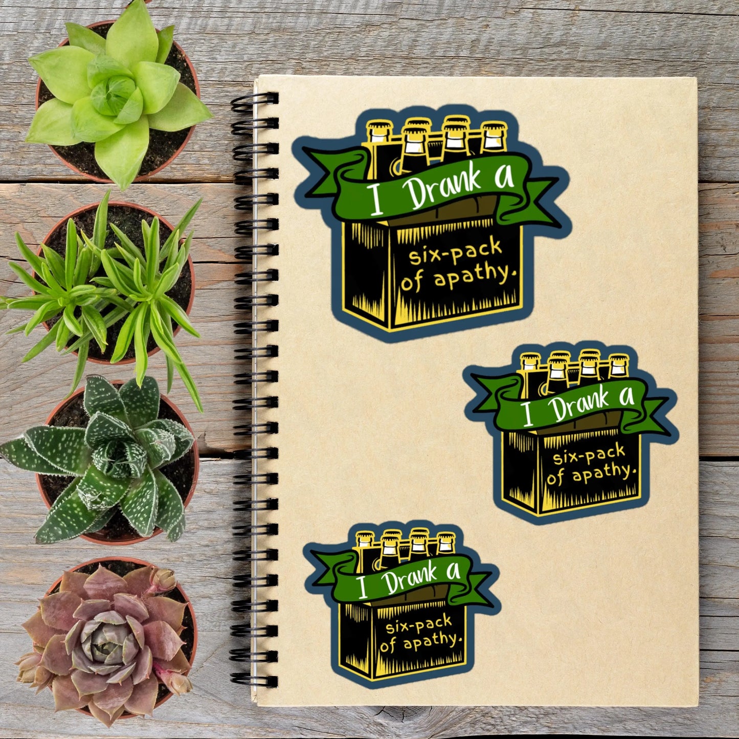 2-6 Inch Six Pack Of Apathy Y2K Punk Rock Vinyl Sticker Aphantastic Designs