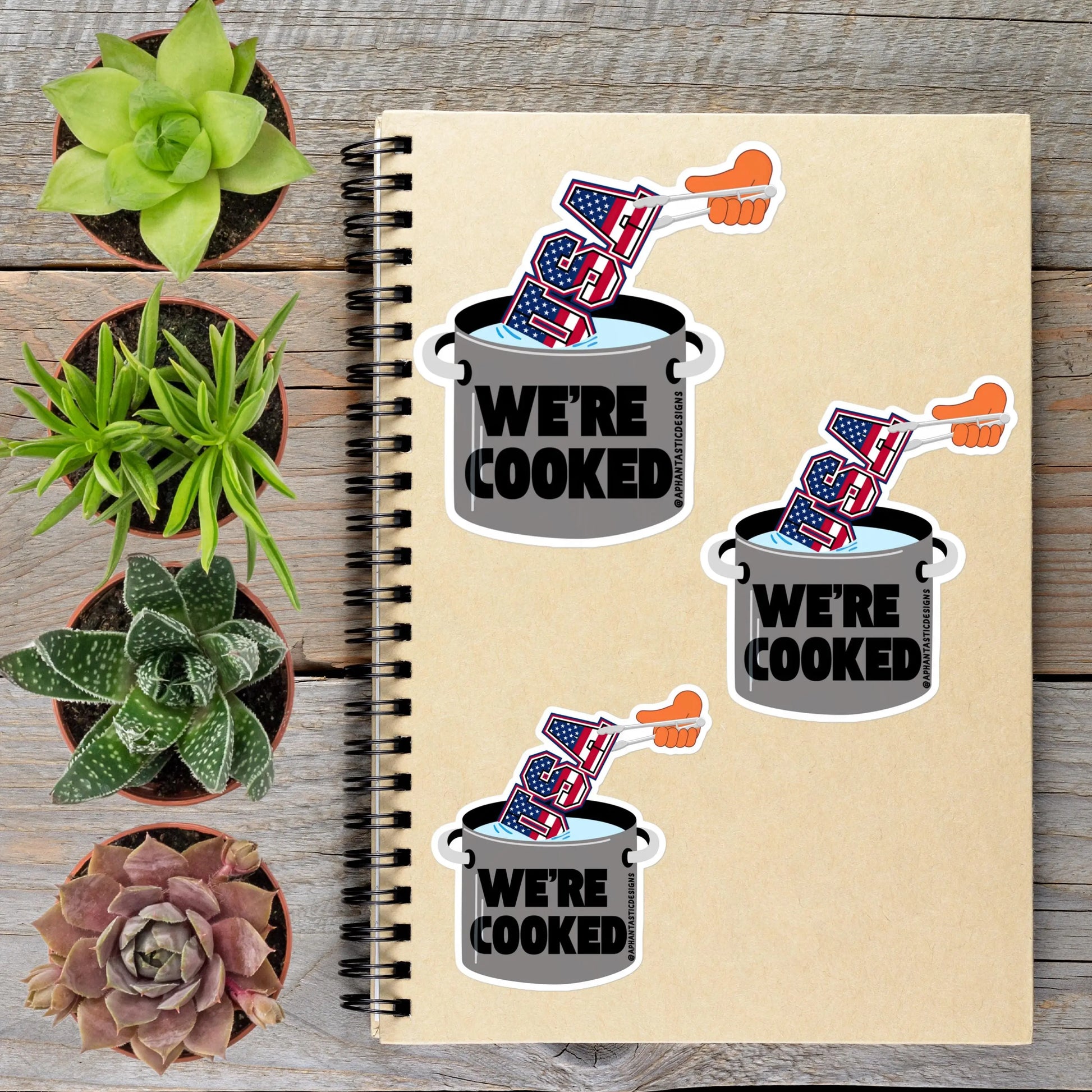 2-6 Inch We're Cooked Anti Trump Political Protest Vinyl Sticker Aphantastic Designs