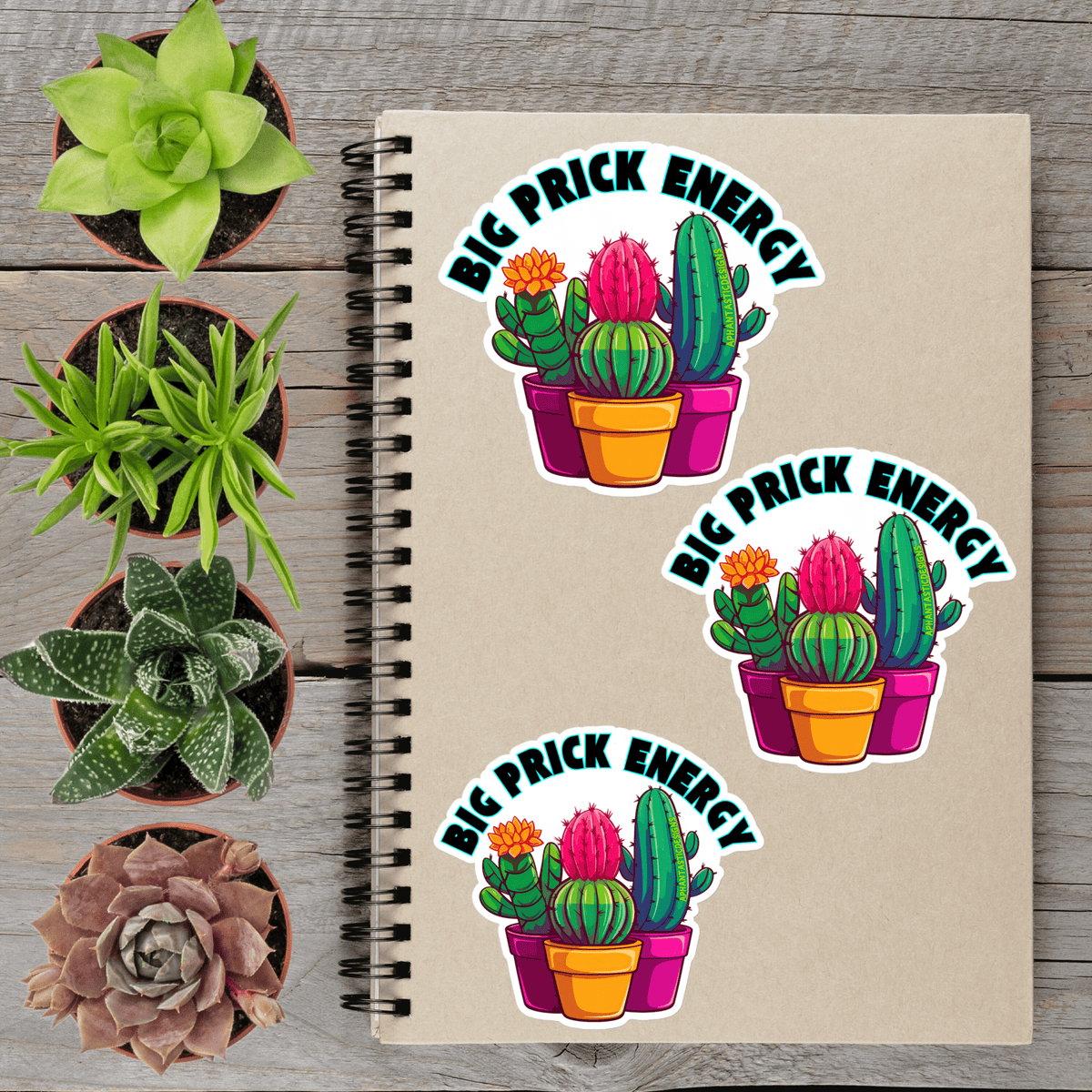 Big Prick Energy Cactus Vinyl Sticker - Aphantastic Designs