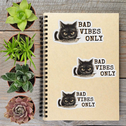 Black Cat Bad Vibes Only Vinyl Sticker