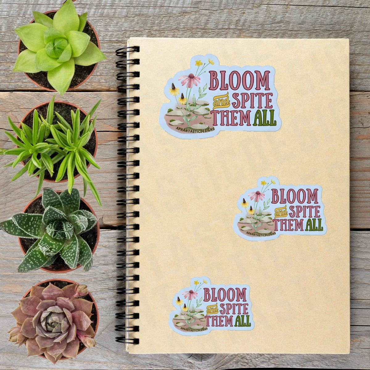 Bloom And Spite Them All Motivational Wildflower Vinyl Sticker