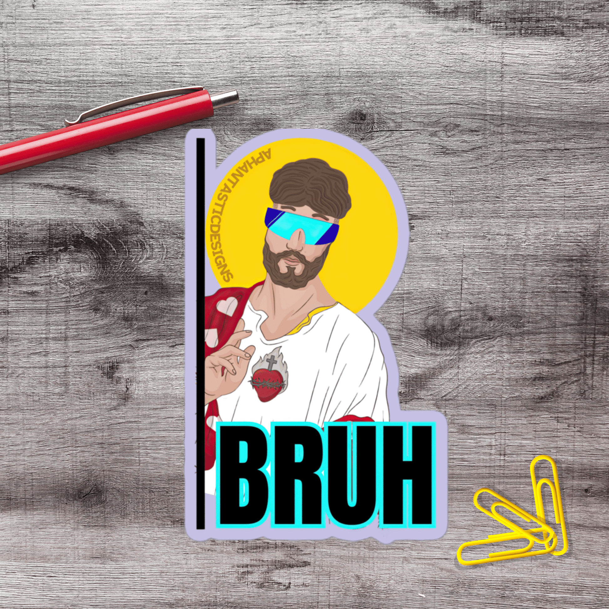 Bruh Rizz Jesus Gen Z Alpha Slang Vinyl Sticker - Aphantastic Designs