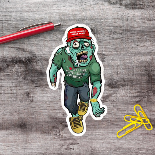 2-6 Inch Anti Trump MAGA Zombie Political Protest Urinal Vinyl Stickers Aphantastic Designs