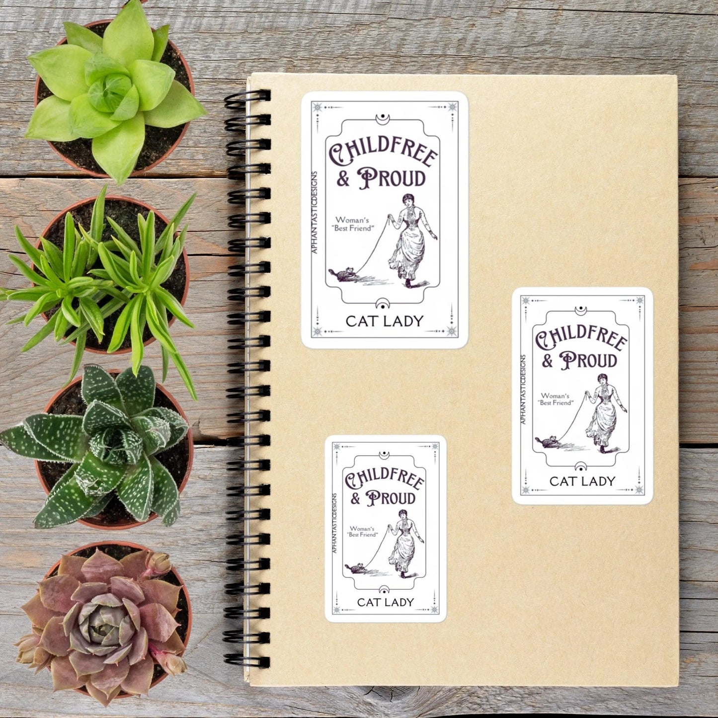 Childfree Cat Lady Tarot Style Vinyl Sticker - Aphantastic Designs