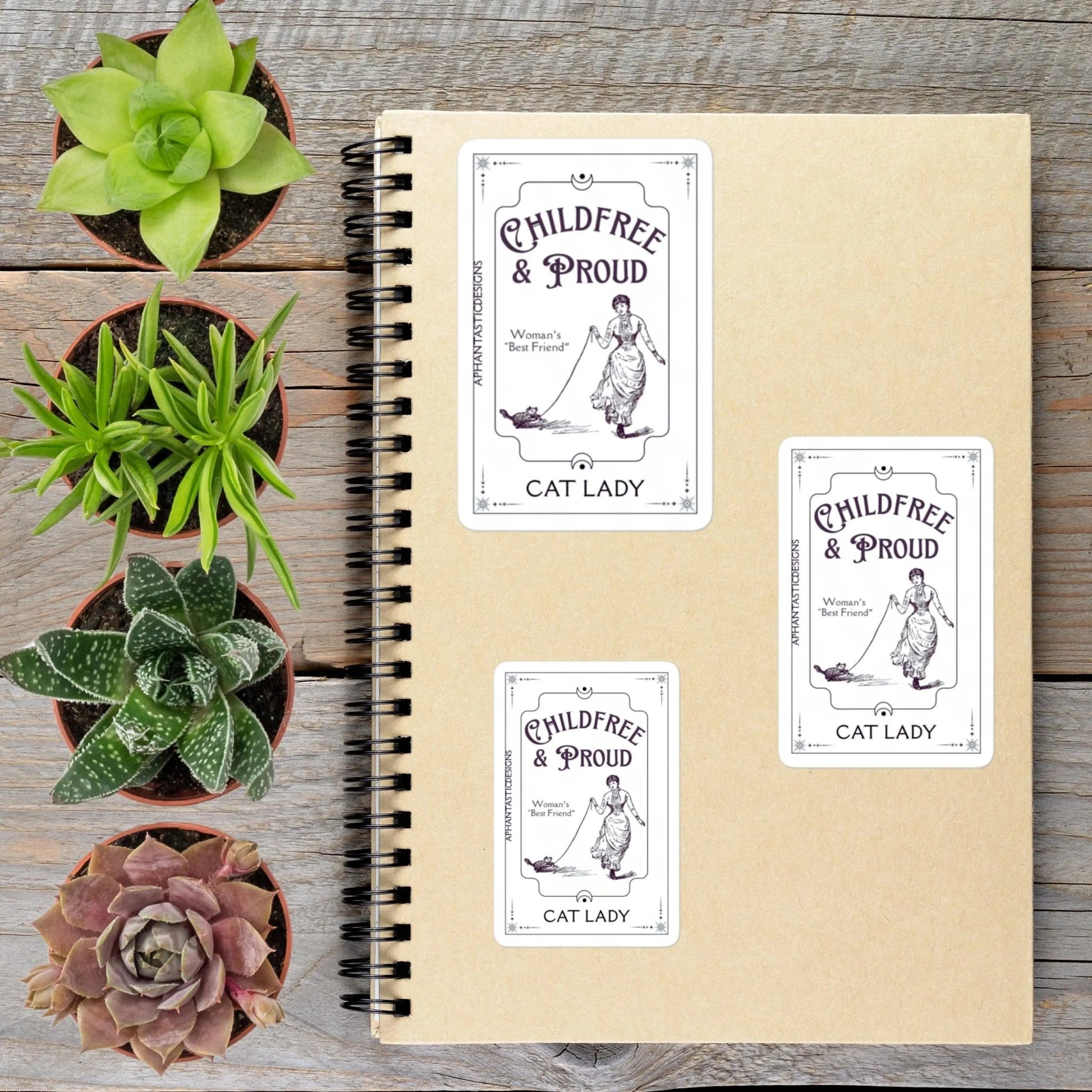 Childfree Cat Lady Tarot Style Vinyl Sticker - Aphantastic Designs