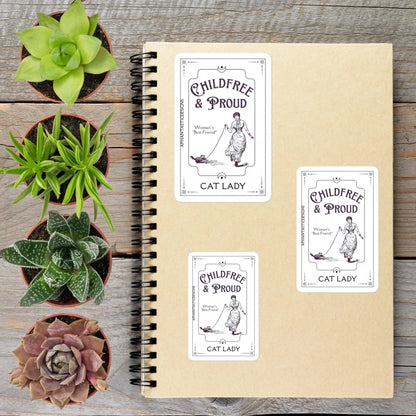 Childfree Cat Lady Tarot Style Vinyl Sticker - Aphantastic Designs