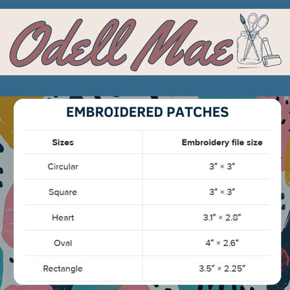 Custom Embroidered Patch | Iron-On Heart, Circle, Square
