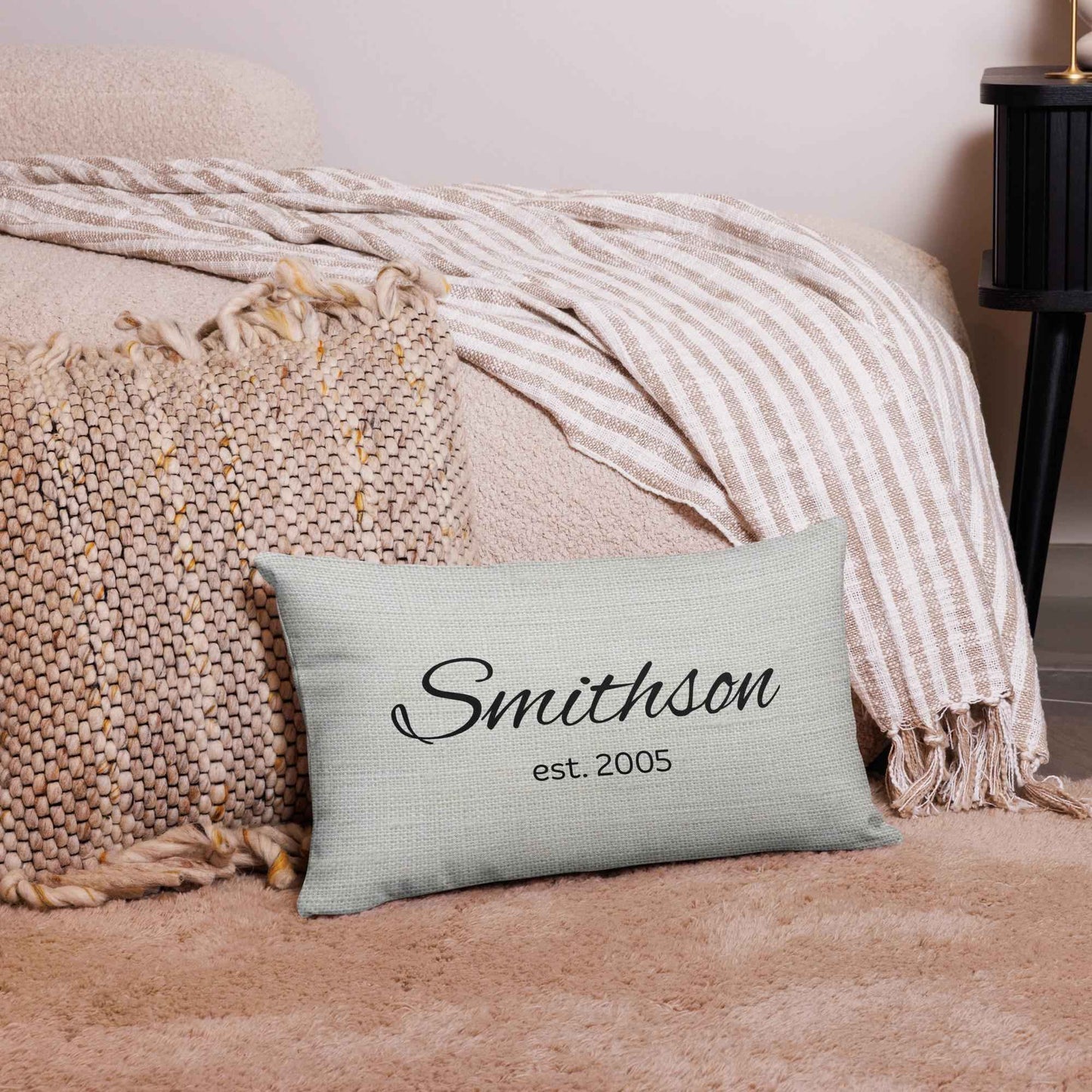Custom Family Name Throw Pillow