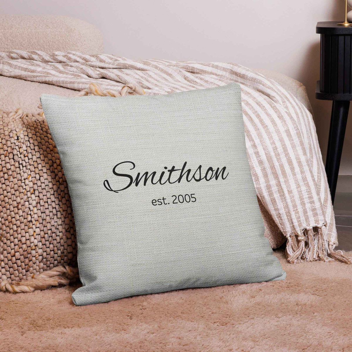 Custom Family Name Throw Pillow