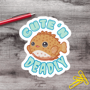 Cute N Deadly Puffer Fish Vinyl Sticker - Aphantastic Designs