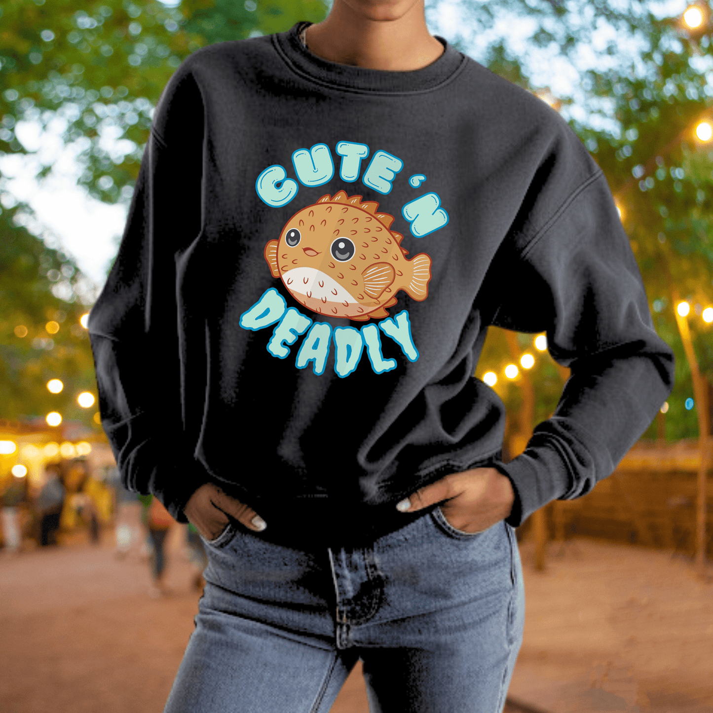 Cute N Deadly Pufferfish Sweatshirt | Adult S–3XL - Aphantastic Designs