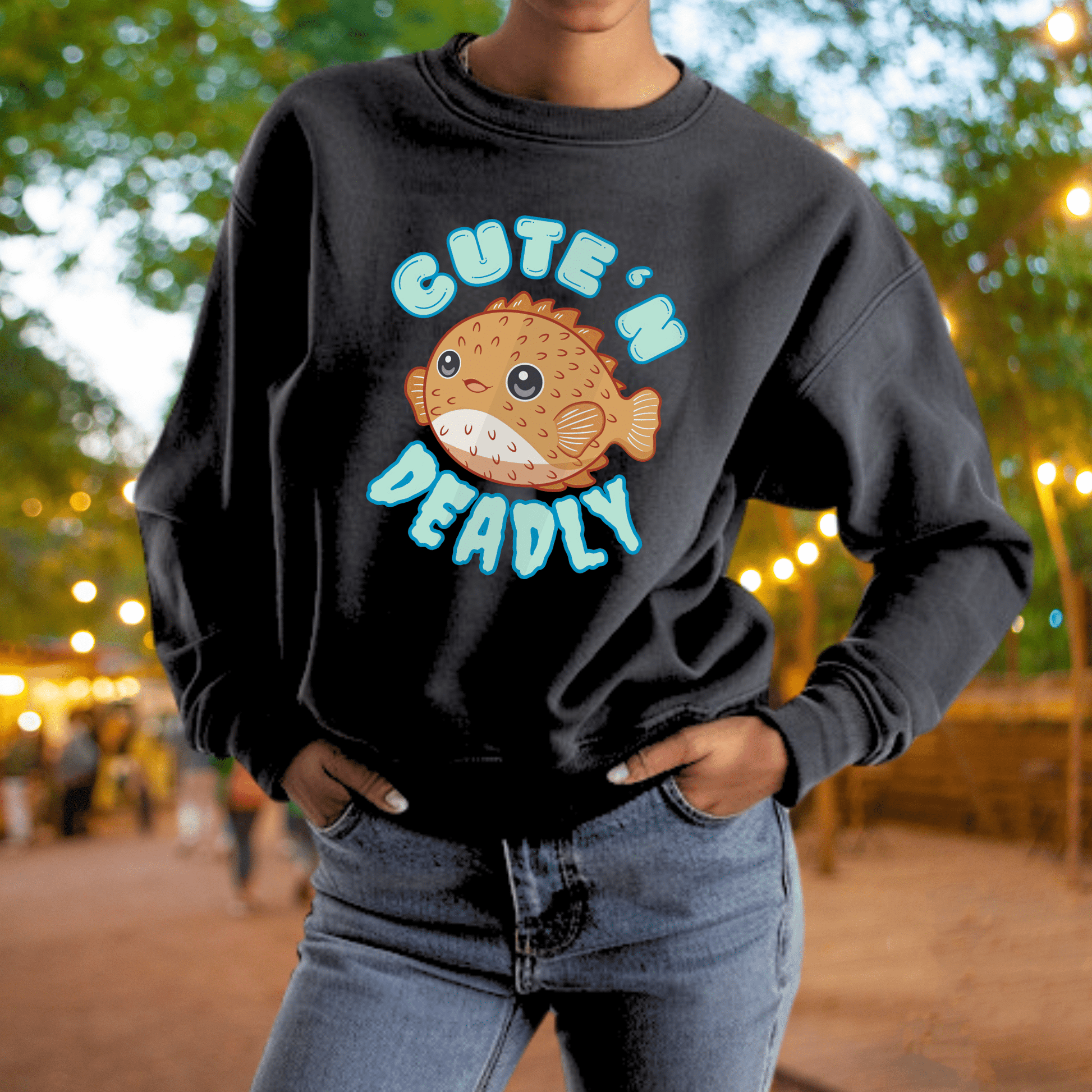 Cute N Deadly Pufferfish Sweatshirt | Adult S–3XL - Aphantastic Designs