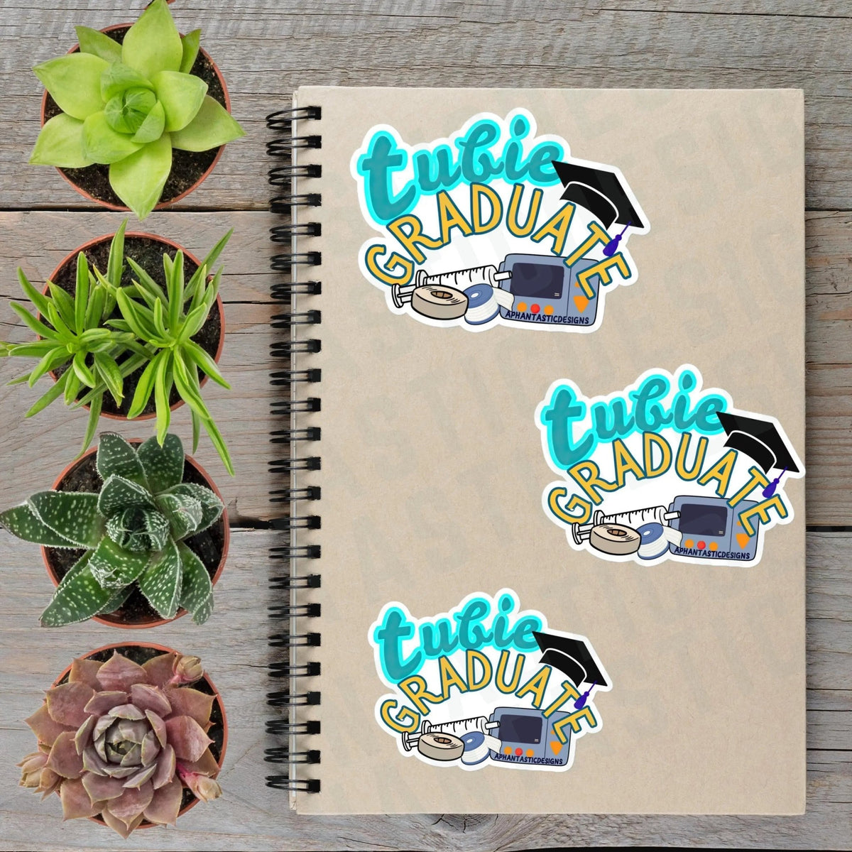 Cute Tubie Graduate Feeding Tube Awareness Vinyl Sticker - Aphantastic Designs