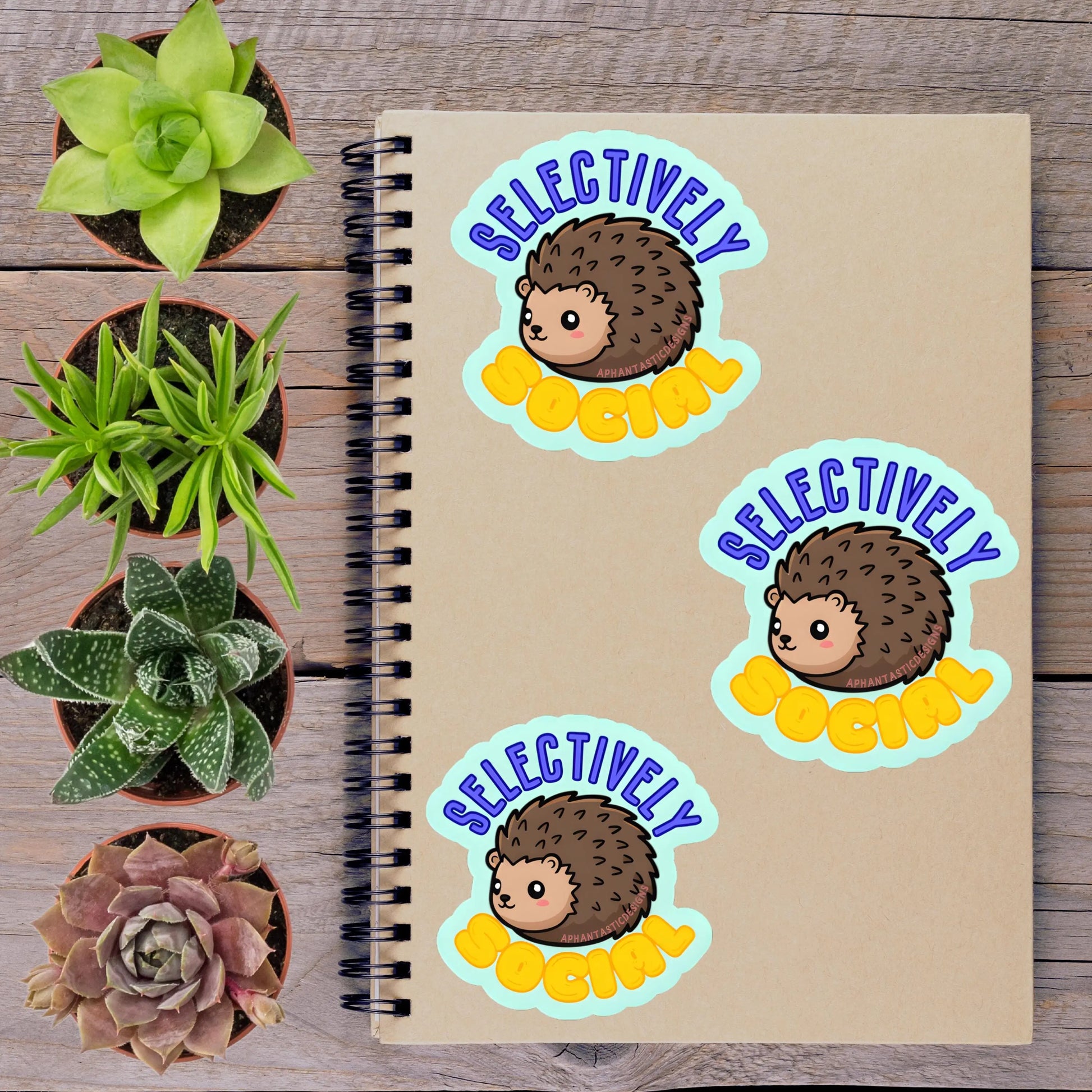 2-6 Inch Selectively Social Hedgehog Vinyl Sticker Aphantastic Designs