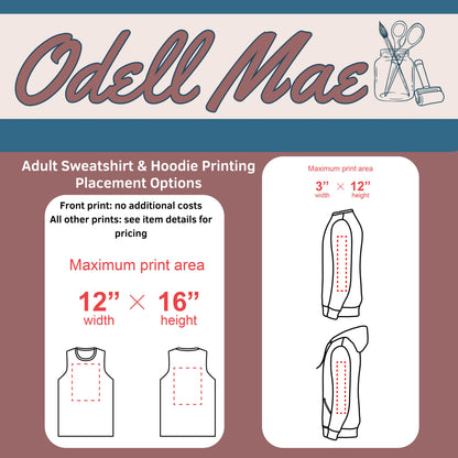 Custom Back/Sleeve Print Add-On for Adult Sweatshirt/Hoodie