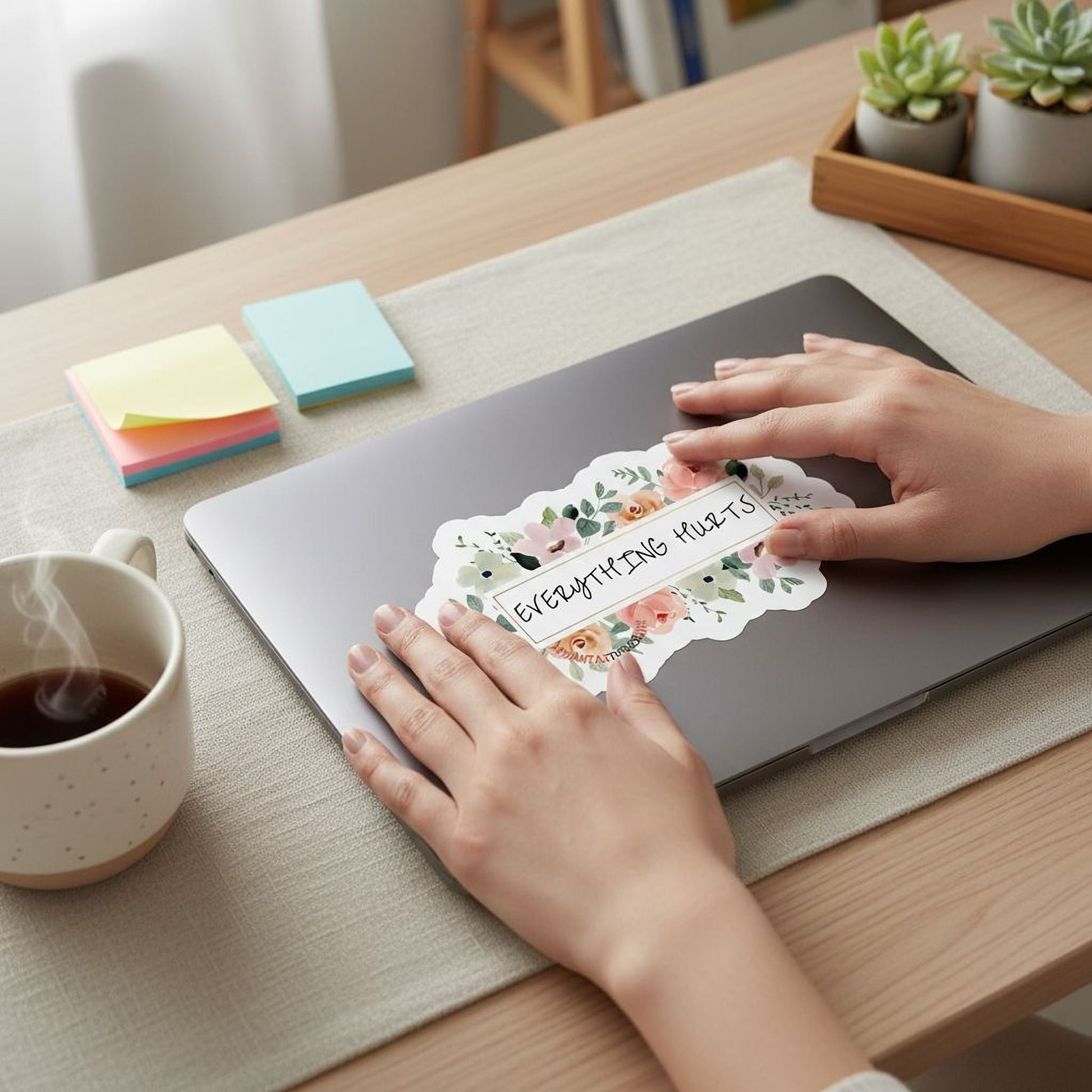 Dainty Floral Everything Hurts Vinyl Sticker - Aphantastic Designs