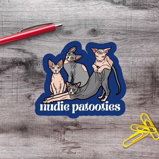 Nudie Patootie Sphynx Cat Vinyl Sticker