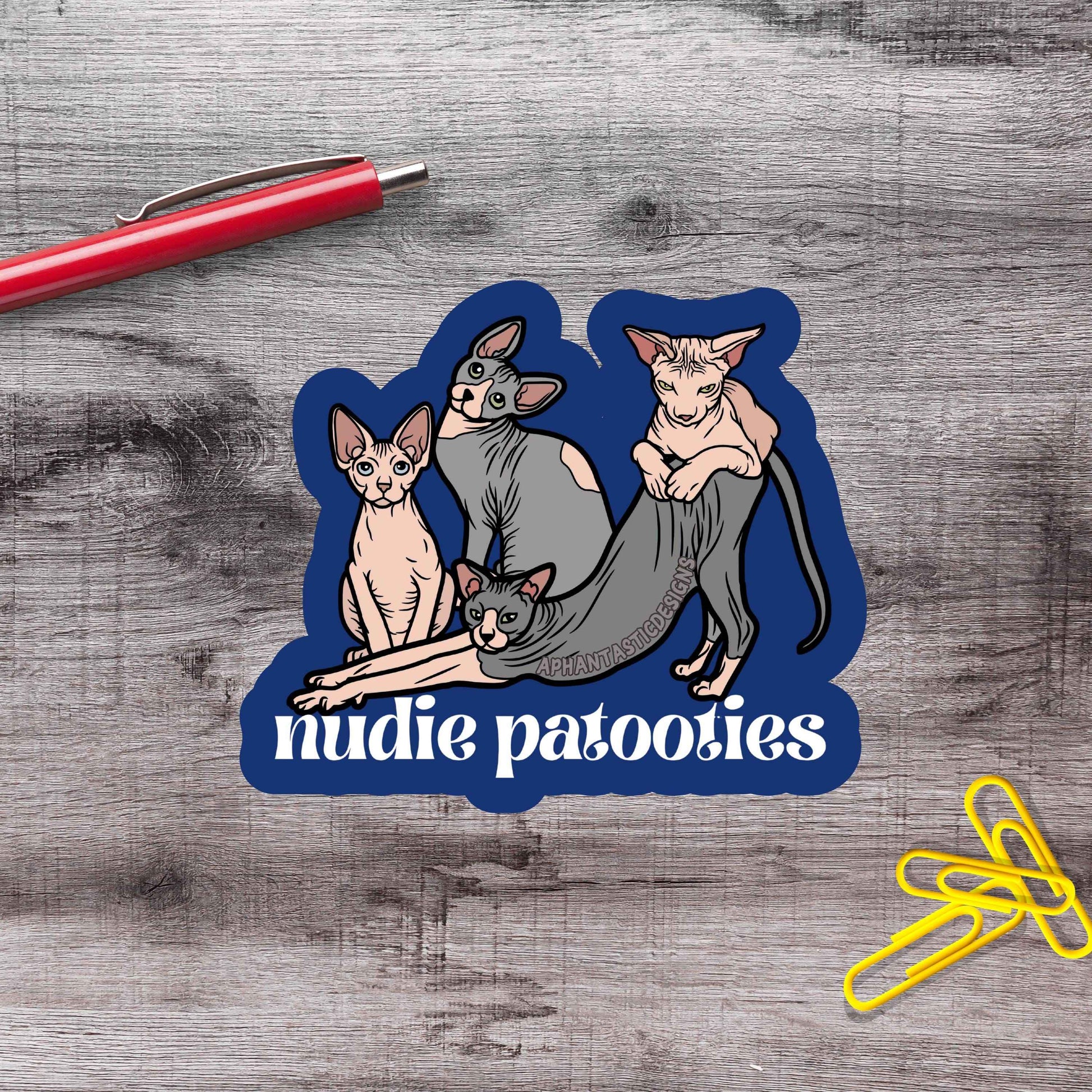 Nudie Patootie Sphynx Cat Vinyl Sticker
