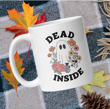 Dead Inside Ghost Mug | Ceramic, Left Hand Friendly, & Dishwasher Safe - Aphantastic Designs
