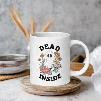 Dead Inside Ghost Mug | Ceramic, Left Hand Friendly, & Dishwasher Safe - Aphantastic Designs