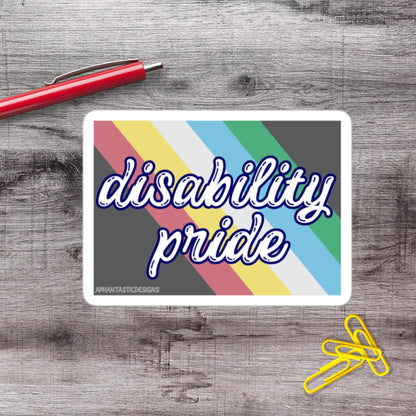 2-6 Inch Disability Pride Retro Style Flag Vinyl Sticker Aphantastic Designs
