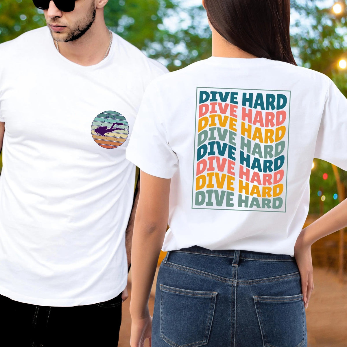 Dive Hard Scuba Chest Print T-Shirt - Aphantastic Designs