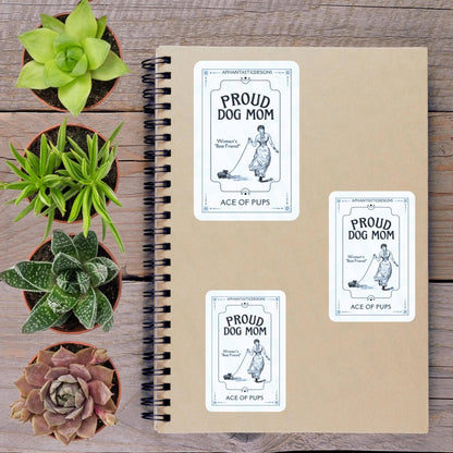 Dog Mom Ace Of Pups Tarot Style Vinyl Sticker - Aphantastic Designs
