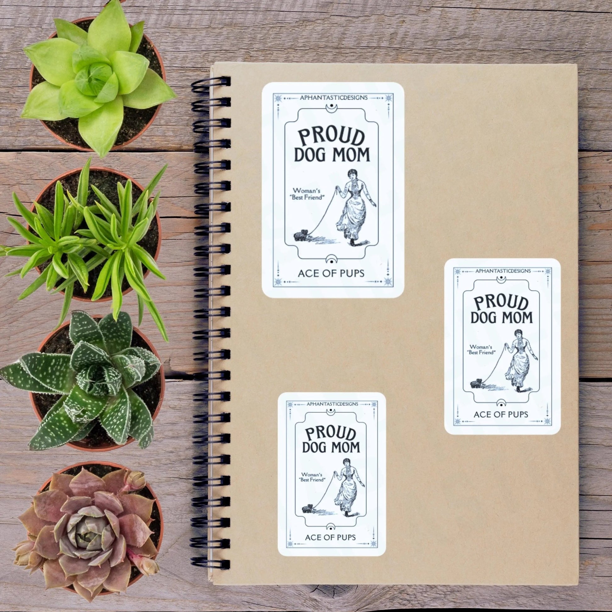 Dog Mom Ace Of Pups Tarot Style Vinyl Sticker - Aphantastic Designs