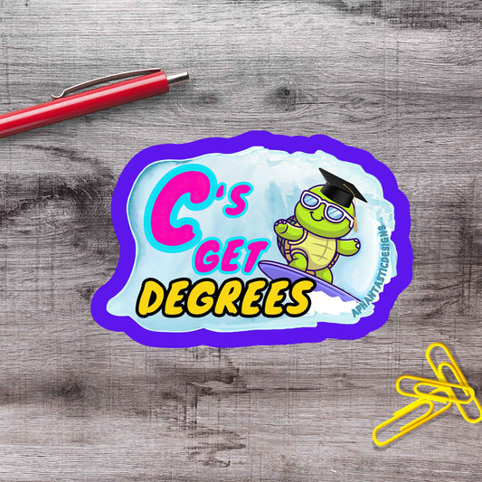 Cs Get Degrees Turtle Vinyl Sticker