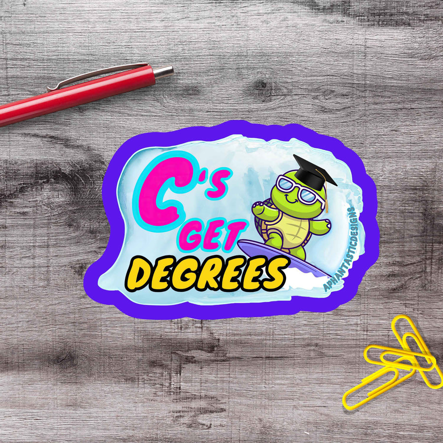 Cs Get Degrees Turtle Vinyl Sticker