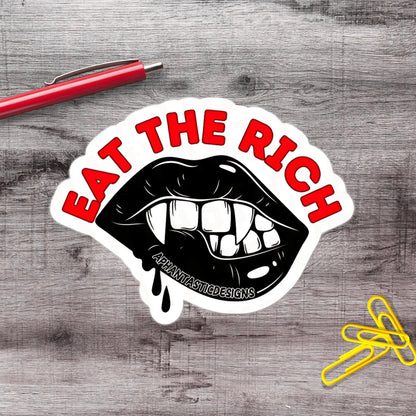 Eat The Rich Vampire Political Protest Vinyl Sticker - Aphantastic Designs