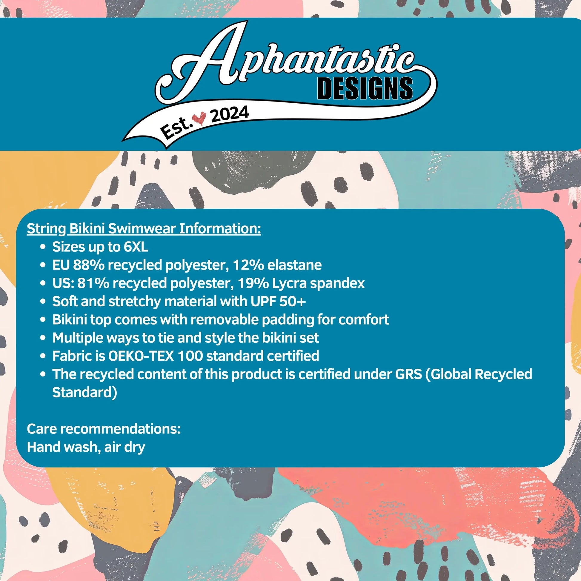 Cute Watermelon High Waisted Bikini or String Bikini Bottoms Festival Rave Fit Womens Swimsuit Recycled UPF 50+ Sun Protection 2XS–6XL Plus Aphantastic Designs