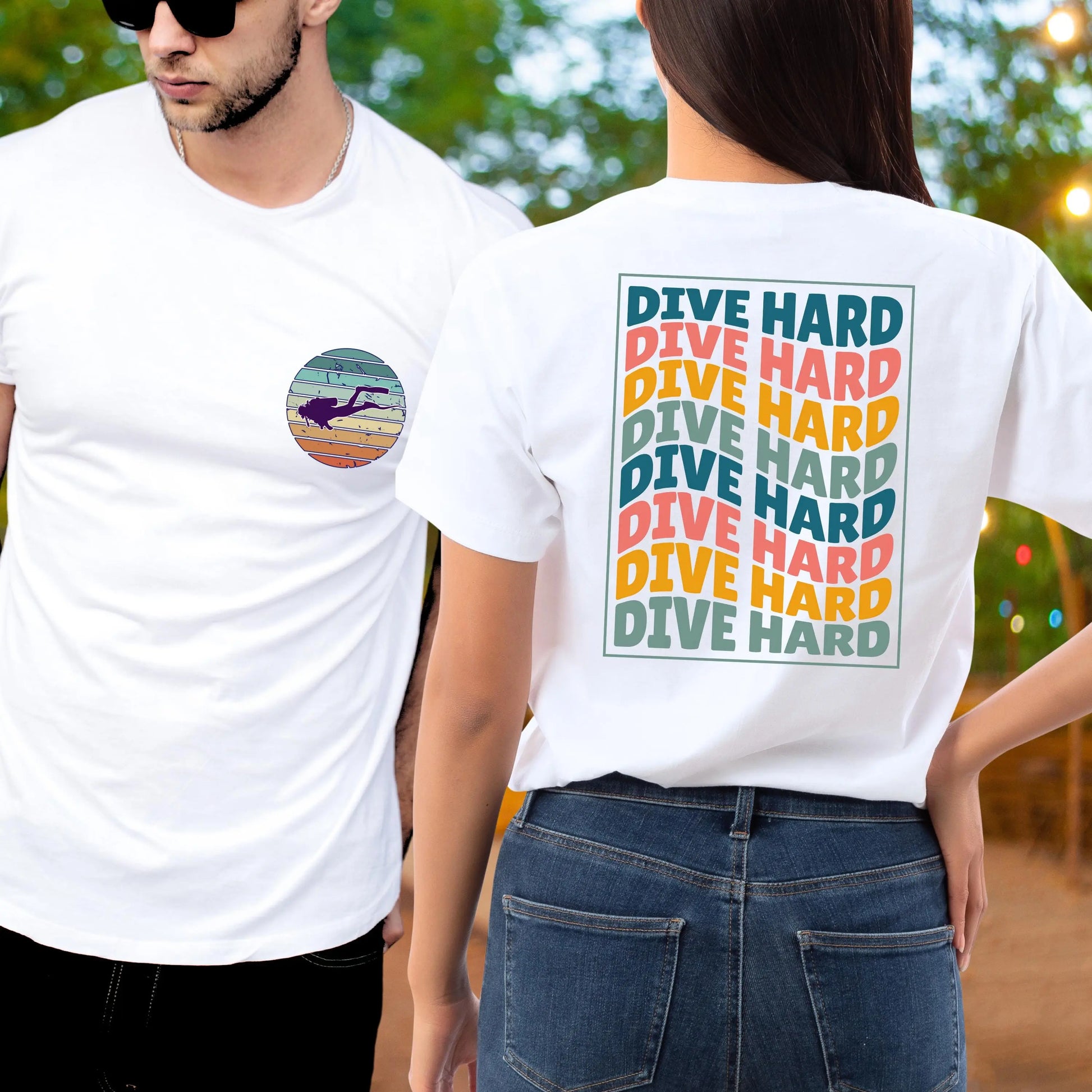 Rad Retro Scuba Diver Chest Print T-Shirt: Funny Dive Tee Adult XS–5X Plus Sizes Aphantastic Designs