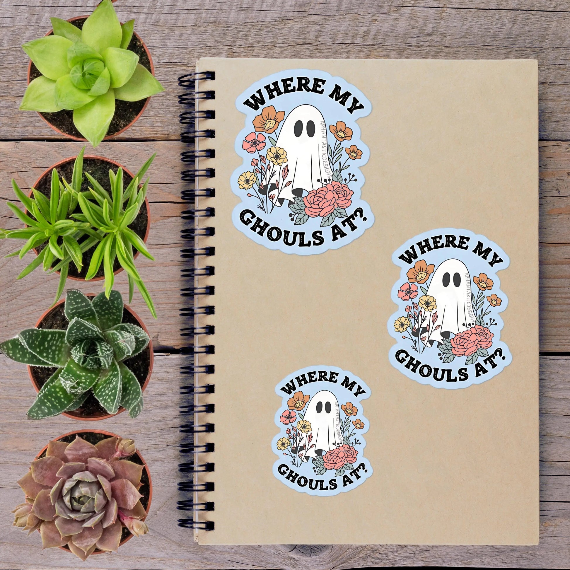 2-6 Inch Where My Ghouls At Halloween Ghost Vinyl Sticker Aphantastic Designs