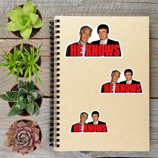 Epstein List He Knows Anti Trump Political Protest Vinyl Sticker | LIMITED RUN - Aphantastic Designs