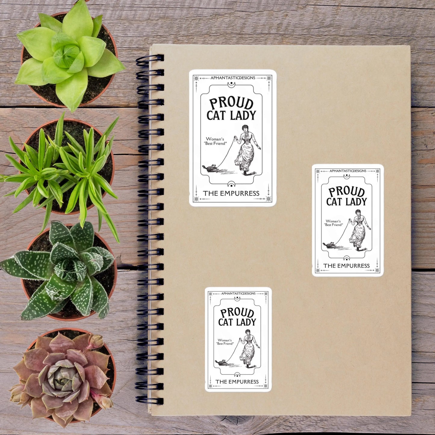 2-6 Inch Cat Lady The Empurress Tarot Style Vinyl Sticker Aphantastic Designs