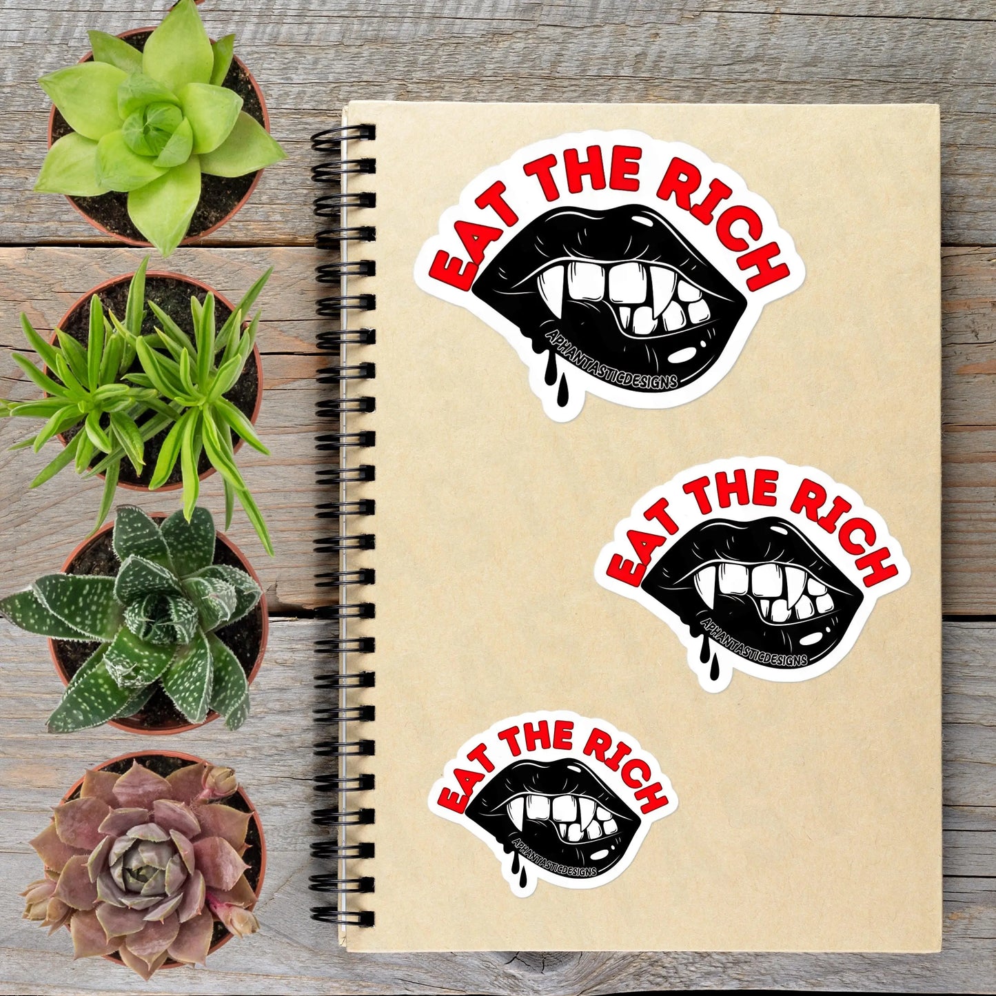 2-6 Inch Eat The Rich Vampire Political Protest Vinyl Sticker Aphantastic Designs
